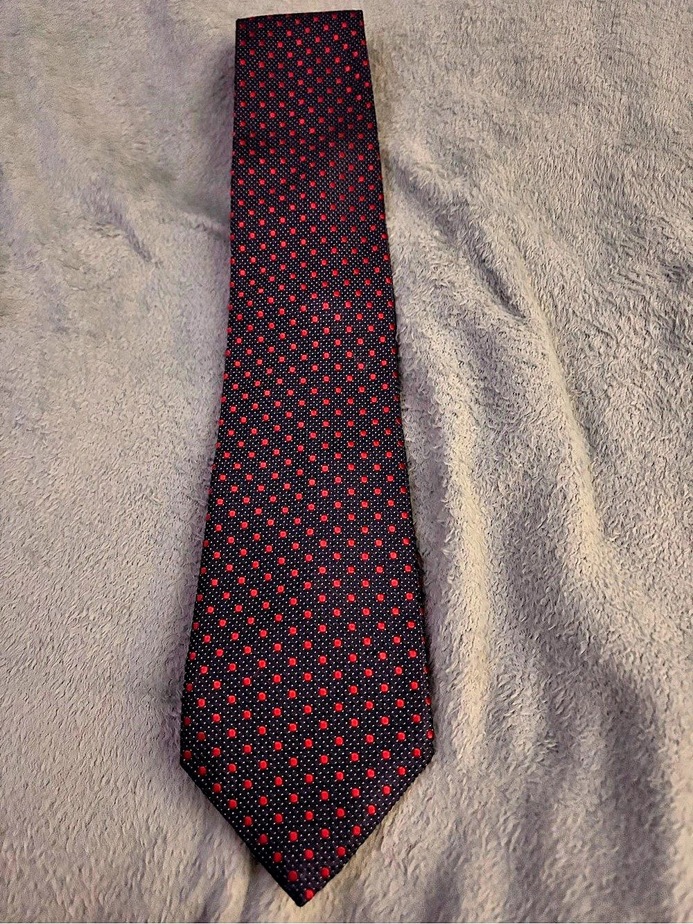 Canali Men's Silk Polka Dot Tie in Black & Red Like New